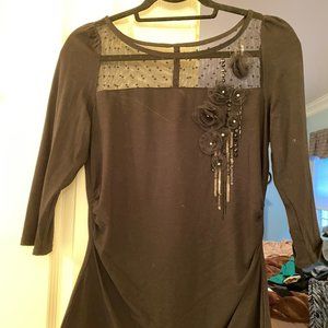 White House Black Market Black Mesh 3/4  shirt